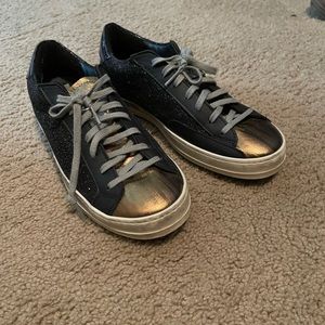 P448 Black and Gold Sneakers